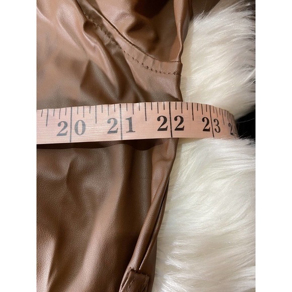 OC Order Plus PU Leather Womens Chocolate Belted Mid Length Size Large Jacket - Picture 6 of 7